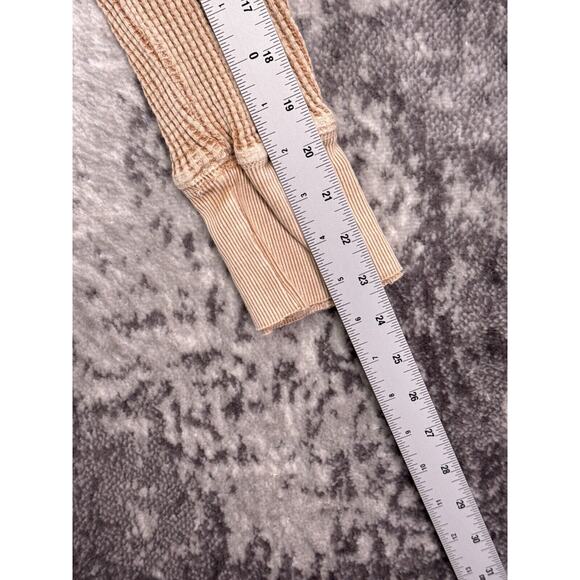 Free People Top Small Womens Thermal Waffle Zip Neck Long Sleeve - Picture 5 of 8